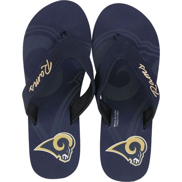 Forever Collectibles Womens LA Rams Flip Flop Sandals, Blue, NWT - Picture 1 of 1